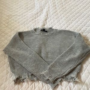 grey knitted cropped sweater